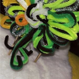 Vibrant Green and Silver Pipe Cleaner Sculpture